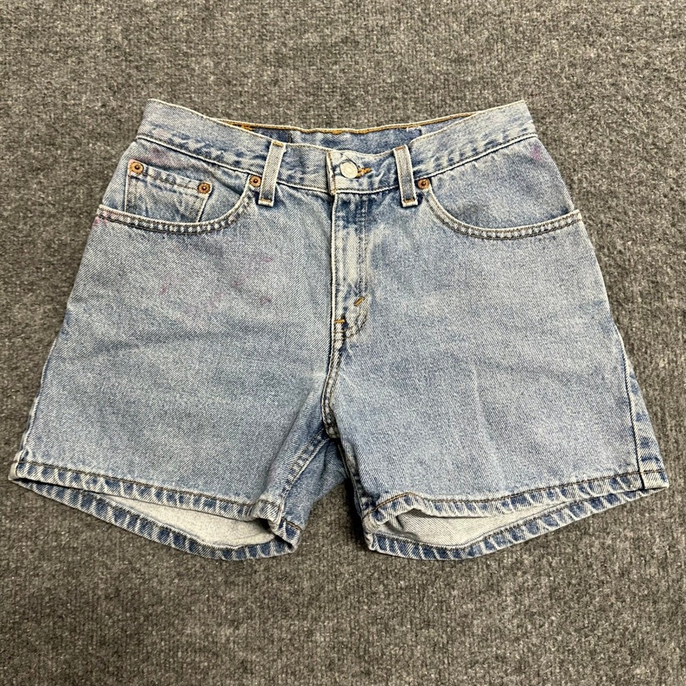 Levi's Shorts Womens Size 27 Light Wash High Waisted Denim Stained Casual Mom